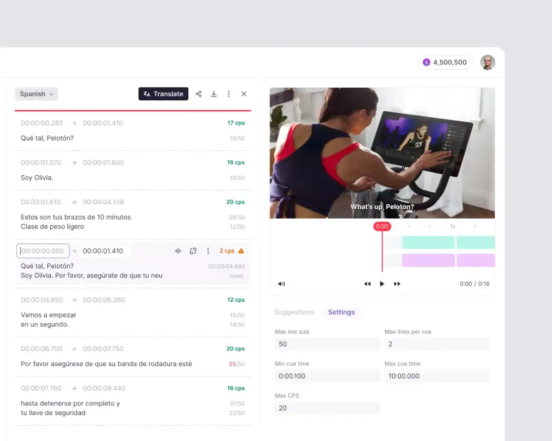 Smartcat eLearning translation workspace