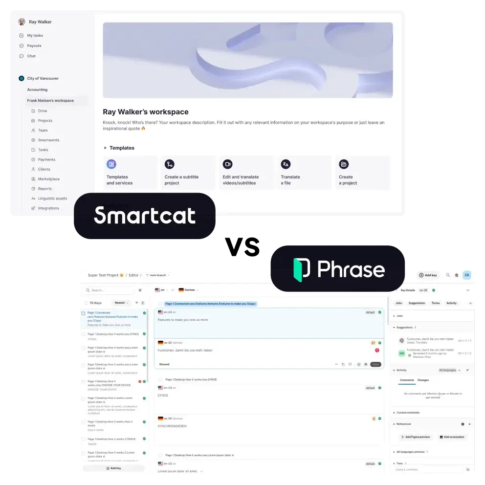 Smartcat vs phrase - Smartcat l